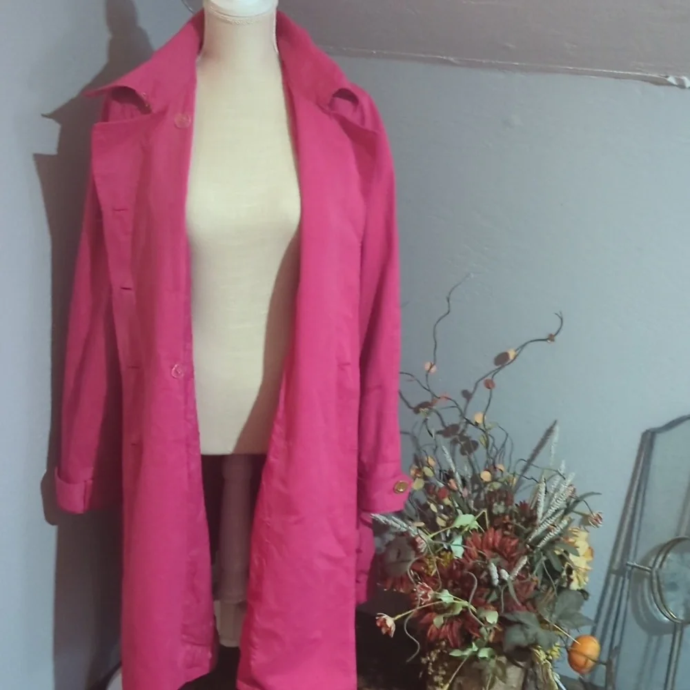 International Concepts Pink Trench Coat with Gold Buttons Size XL - Picture 5 of 10